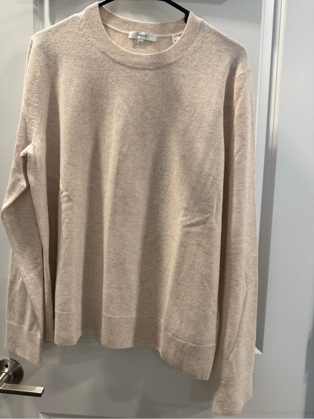 Vince Wool & Cashmere Lightweight Crewneck Sweater Cream Size XL Good Condition